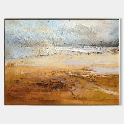 Serene Coastal Oil Painting - Modern Beach Landscape Artwork for Home Decor