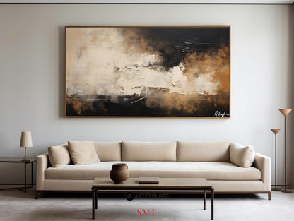 Contemporary Abstract Oil Painting in Earth Tones for Modern Home Decor
