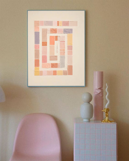 Abstract Geometric Oil Painting with Soft Pastel Colors for Modern Decor