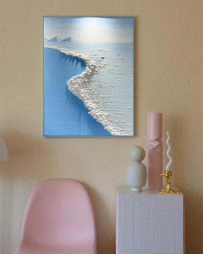 Tranquil Ocean Shoreline Oil Painting for Beach Decor and Coastal Art Enthusiasts
