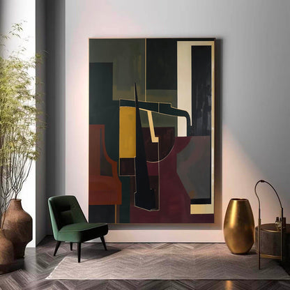 Modern Vintage Abstract Oil Painting for Contemporary Home Decor