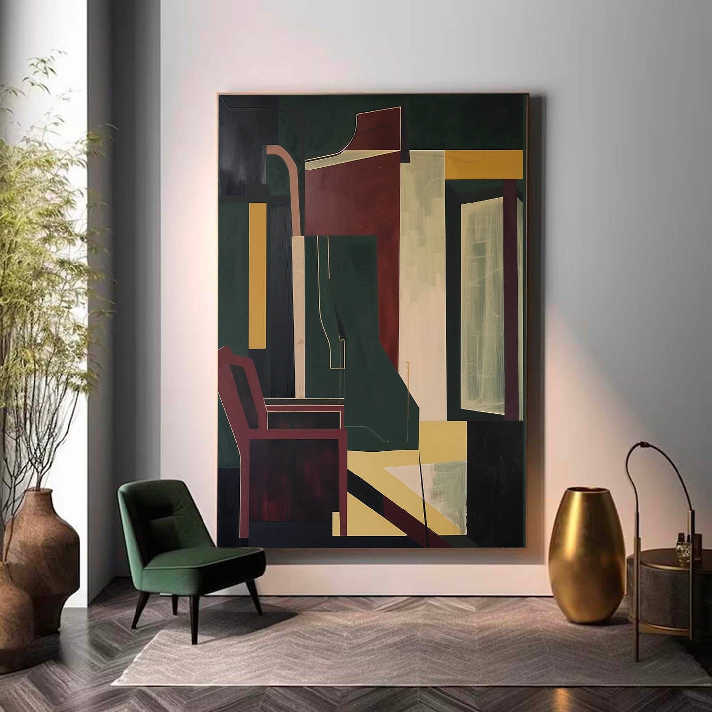 Stylish Vintage Abstract Oil Painting for Modern Home Decor