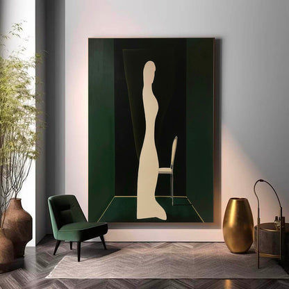 Elegant Minimalist Figure Art on Dark Background for Modern Home Decor