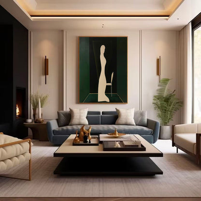 Elegant Minimalist Figure Art on Dark Background for Modern Home Decor