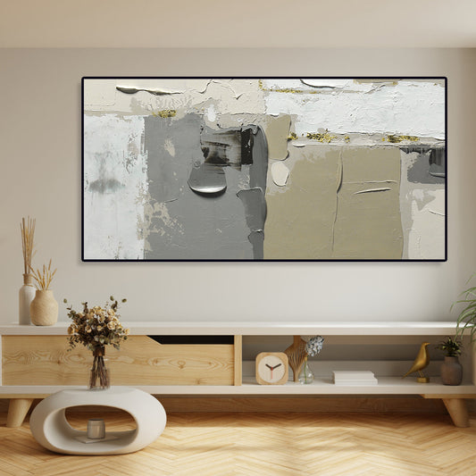 Contemporary Abstract Oil Painting in Neutral Tones for Modern Decor
