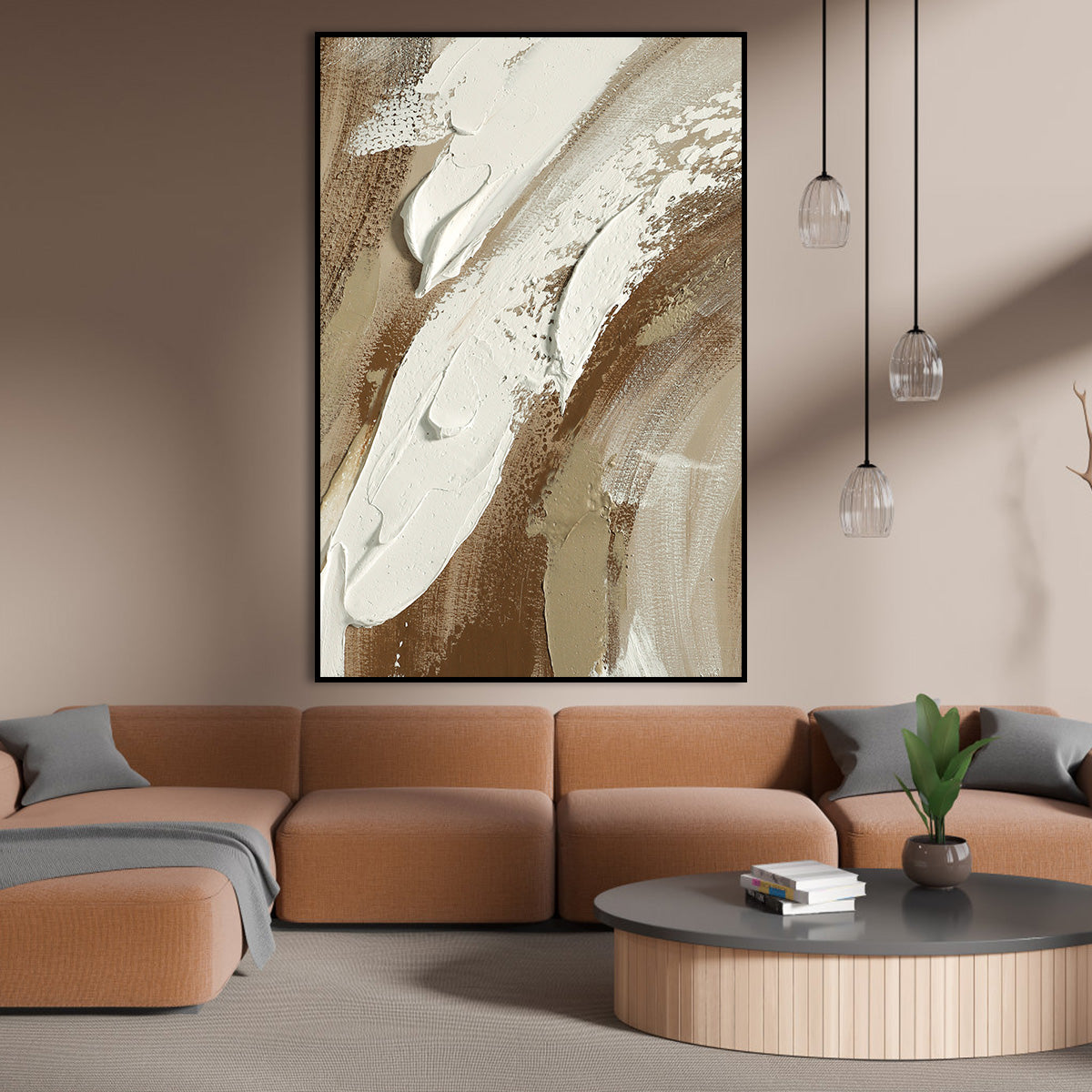 Abstract Earthy Tones Oil Painting for Modern Home Decor