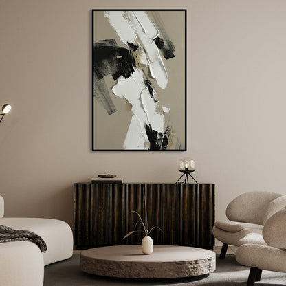 Stunning Monochrome Abstract Oil Painting for Modern Home Décor