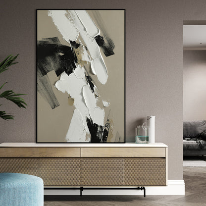 Stunning Monochrome Abstract Oil Painting for Modern Home Décor