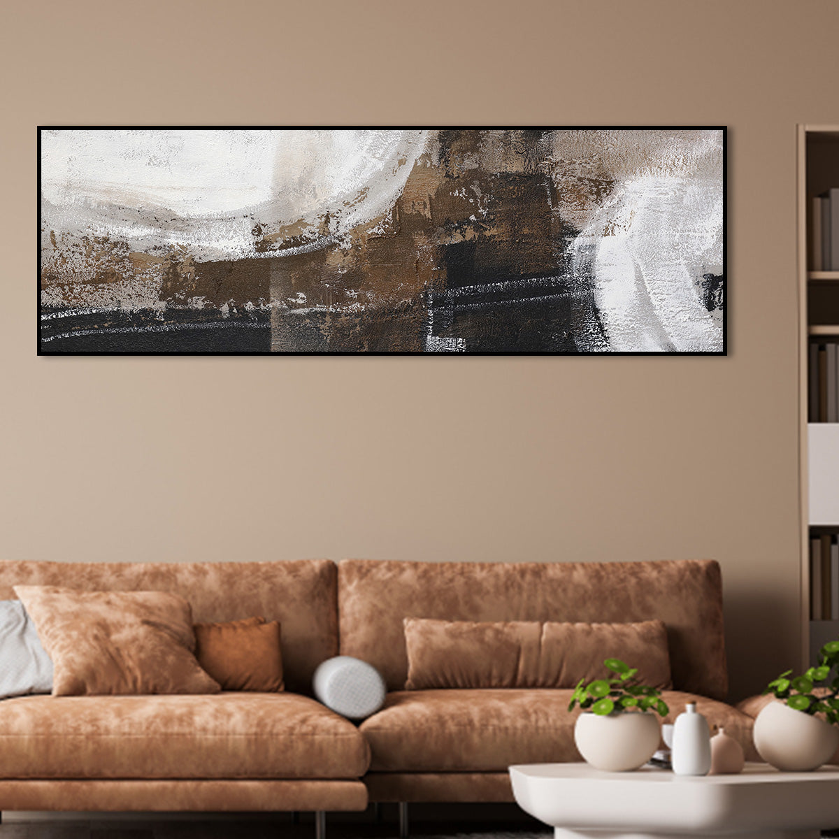 Abstract Earth Tones Oil Painting for Modern Home Decor