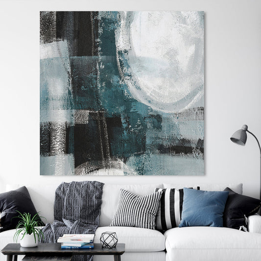Calming Teal Abstract Art for Modern Home Decor
