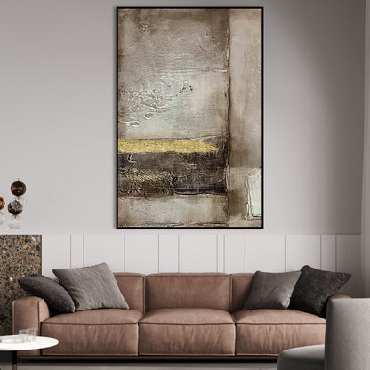 Abstract Golden Horizon Oil Painting for Elegant Home Decor