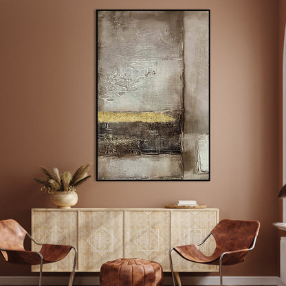 Abstract Golden Horizon Oil Painting for Elegant Home Decor