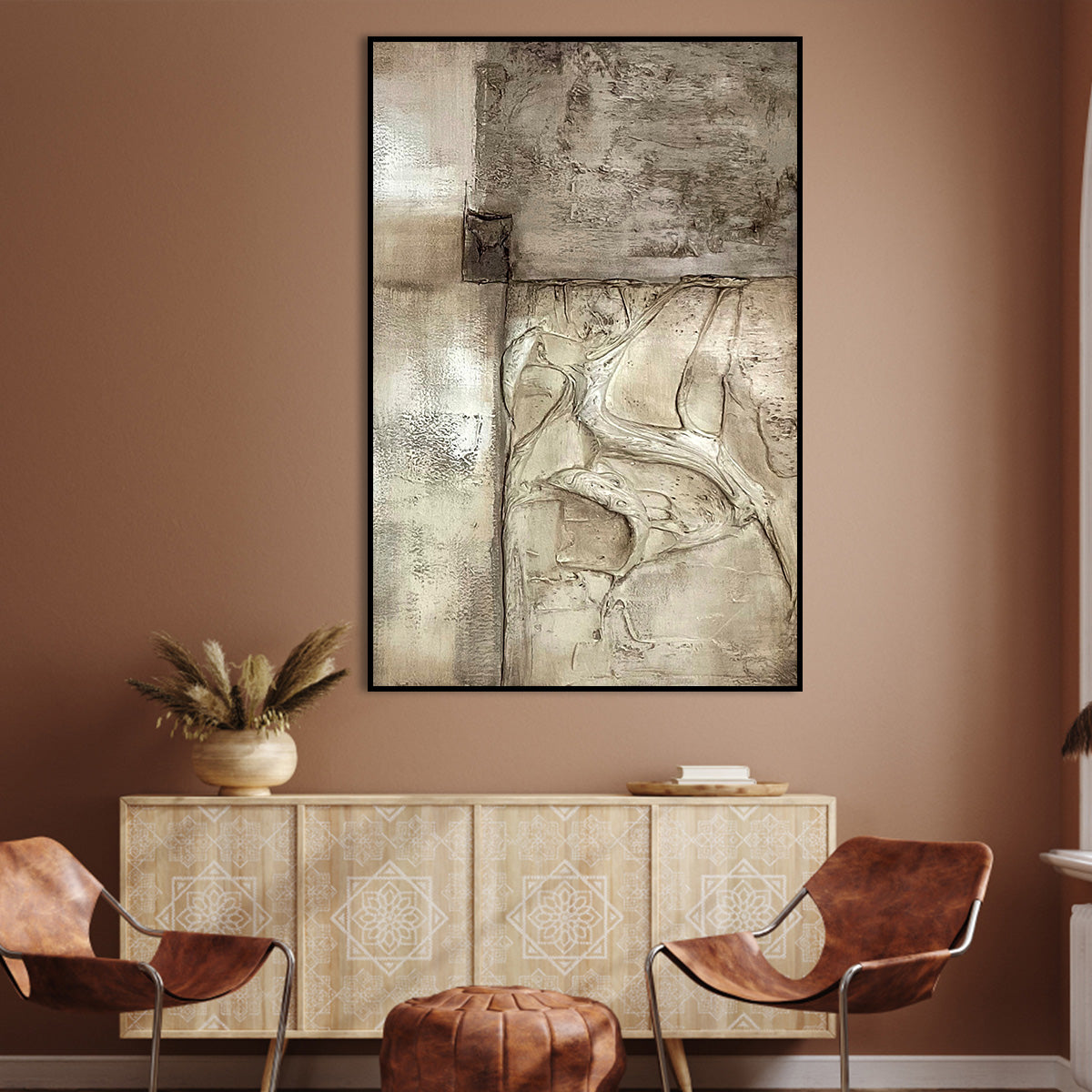 Abstract Earthbound Essence Oil Painting for Modern Home Decor