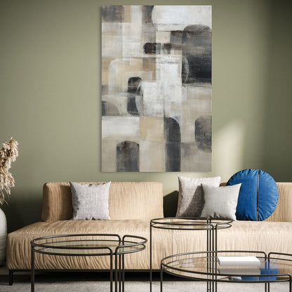 Abstract Oil Painting: Tranquil Harmonies in Monochromatic Elegance