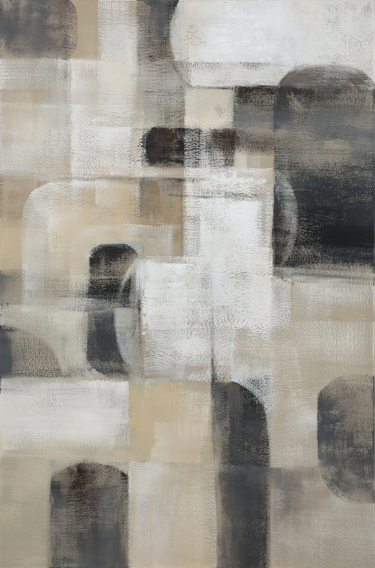 Abstract Oil Painting: Tranquil Harmonies in Monochromatic Elegance