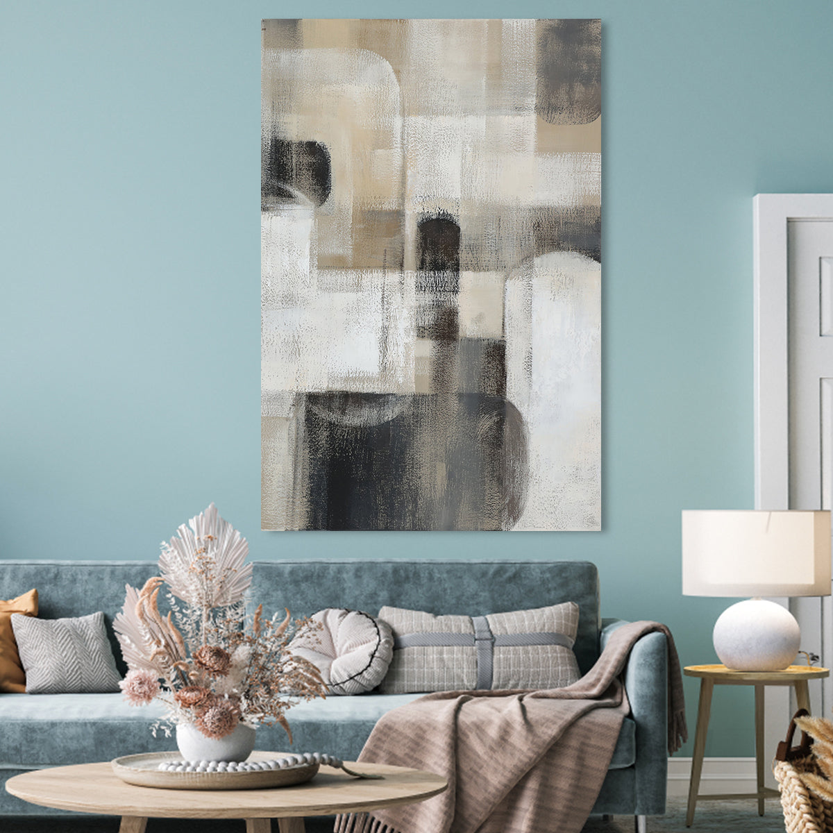 Abstract Serenity: Modern Geometric Oil Painting for Contemporary Spaces