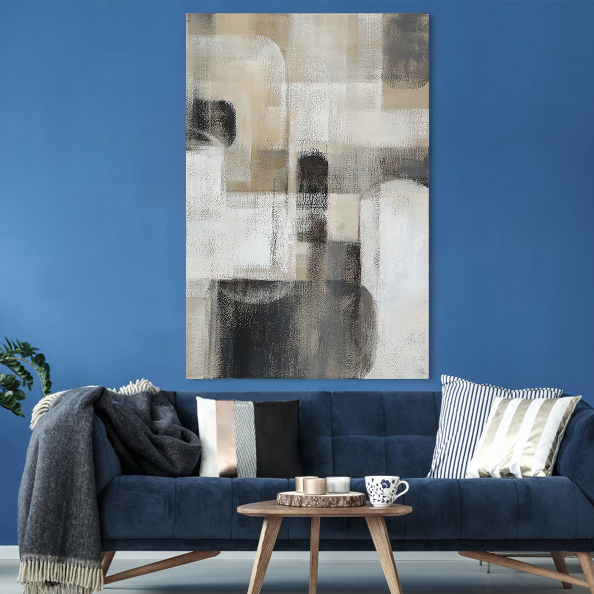 Abstract Serenity: Modern Geometric Oil Painting for Contemporary Spaces