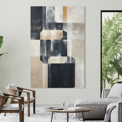 Monochrome Geometric Abstract Art for Modern Home Decor