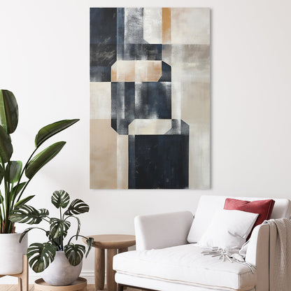 Monochrome Geometric Abstract Art for Modern Home Decor