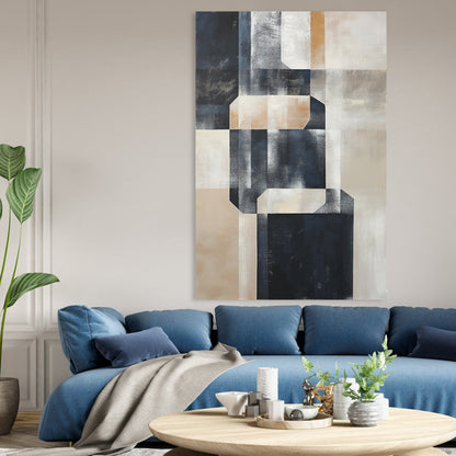 Monochrome Geometric Abstract Art for Modern Home Decor