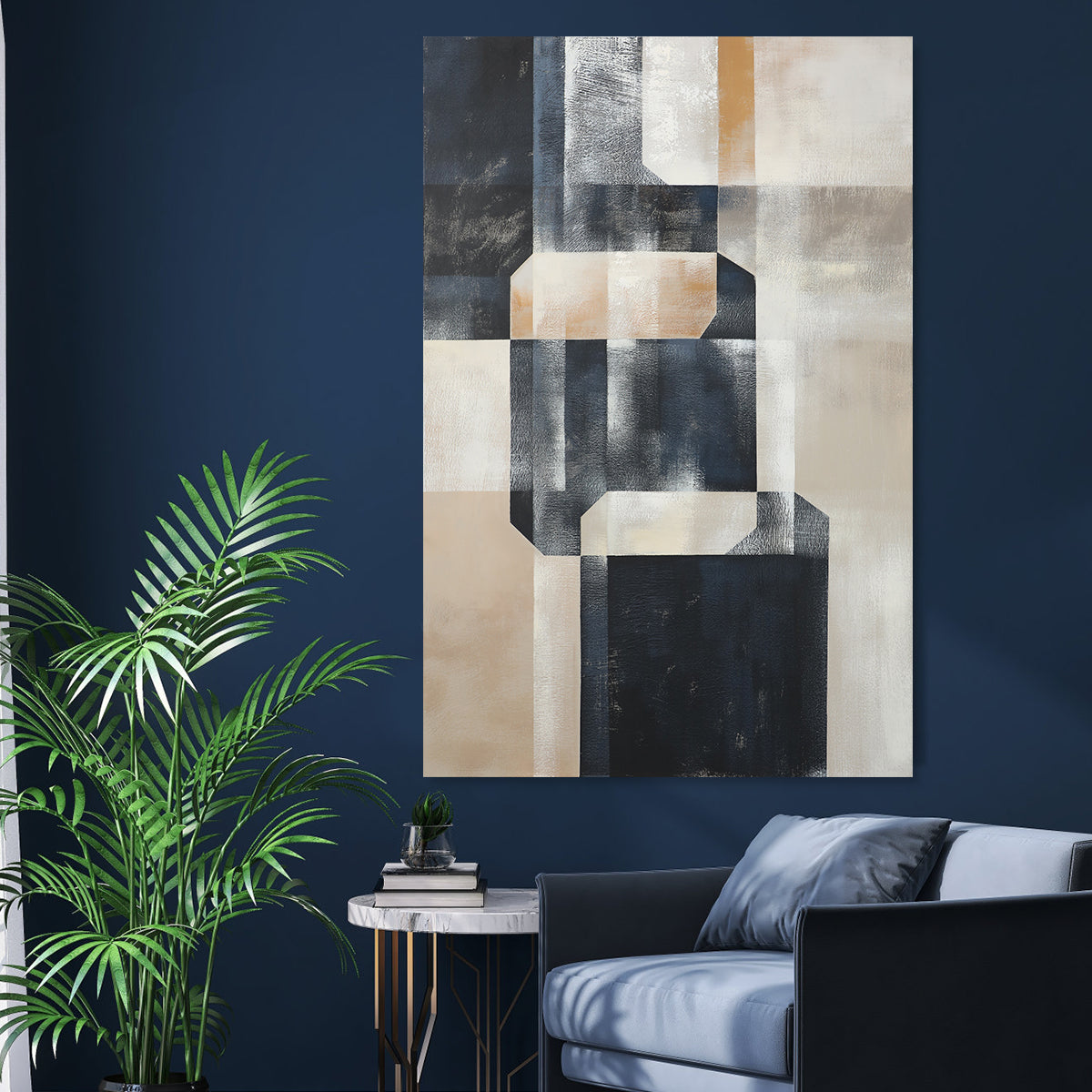 Monochrome Geometric Abstract Art for Modern Home Decor