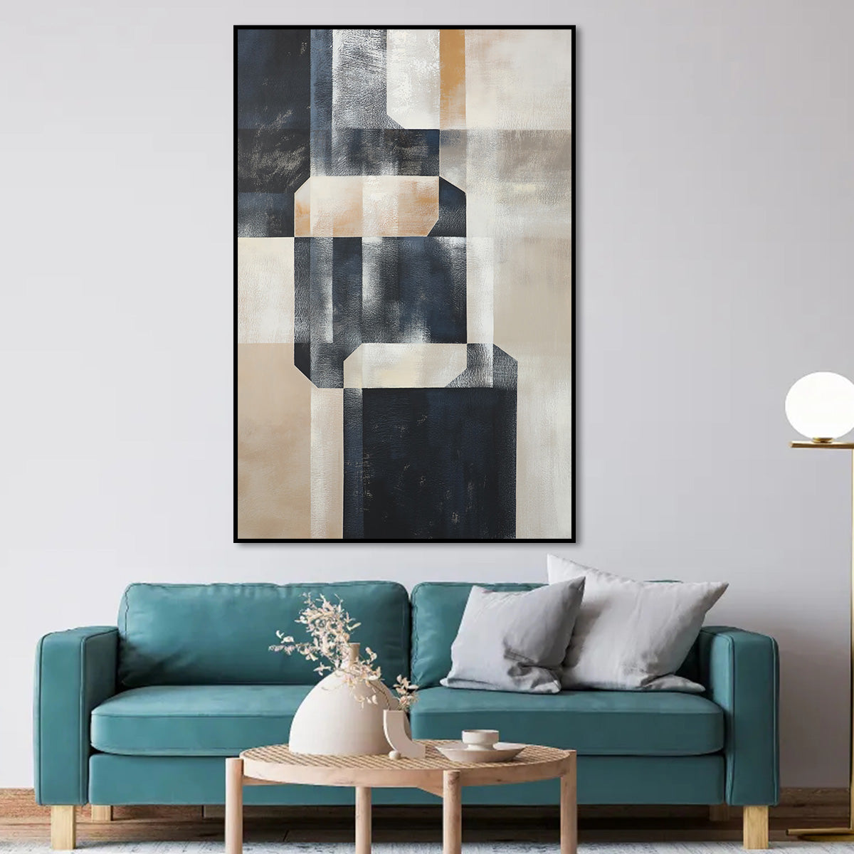 Monochrome Geometric Abstract Art for Modern Home Decor