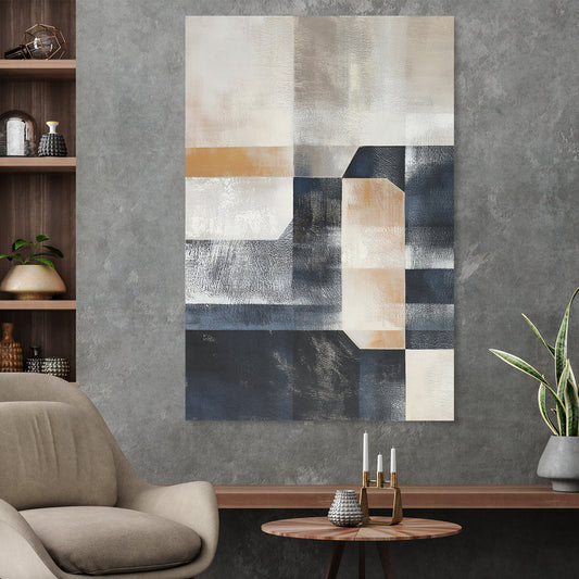 Modern Abstract Urban Art – Geometric Oil Painting for Contemporary Home Decor