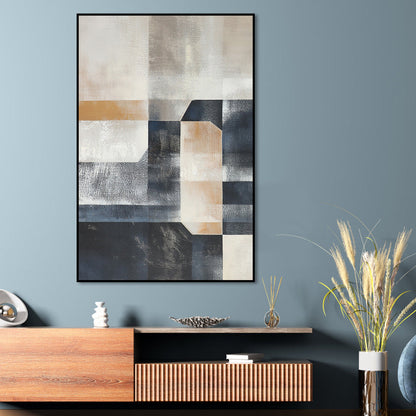 Modern Abstract Urban Art – Geometric Oil Painting for Contemporary Home Decor