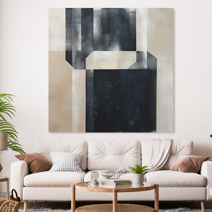 Modern Abstract Geometric Oil Painting for Contemporary Home Decor
