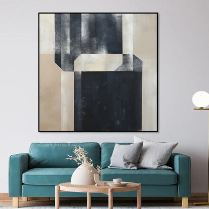 Modern Abstract Geometric Oil Painting for Contemporary Home Decor