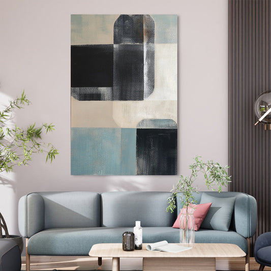 Sophisticated Abstract Geometric Oil Painting for Modern Home Decor