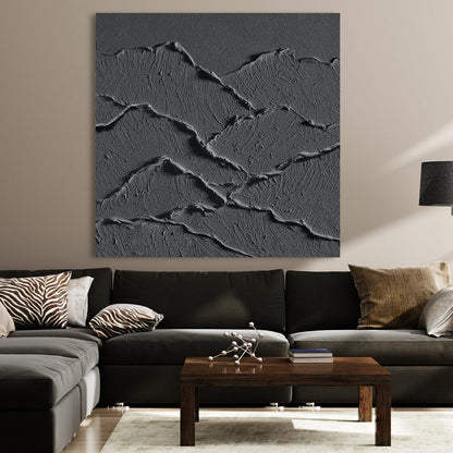 Textured Monochrome Landscape Painting for Modern Home Decor