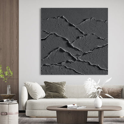 Textured Monochrome Landscape Painting for Modern Home Decor