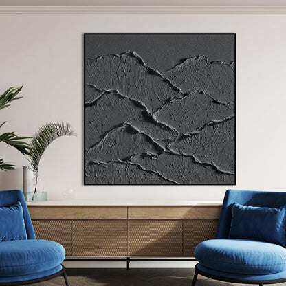 Textured Monochrome Landscape Painting for Modern Home Decor