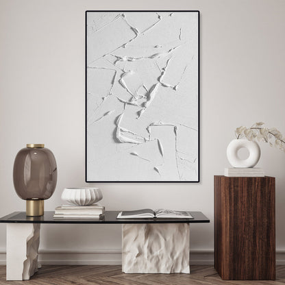 Textured White Abstract Oil Painting for Modern Home Decor