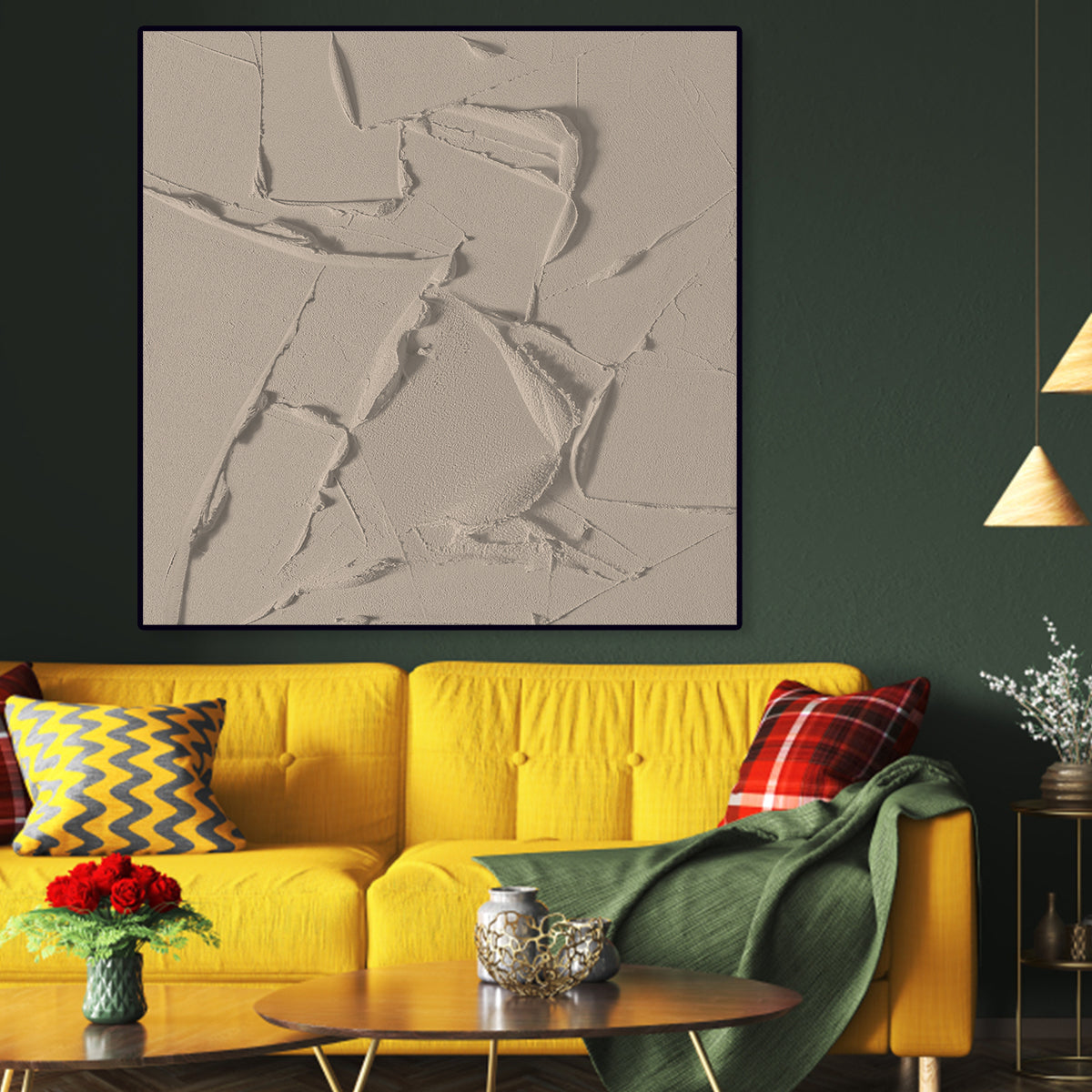 Textured Abstract Oil Painting: Elegant Desert Mirage Decor for Modern Spaces