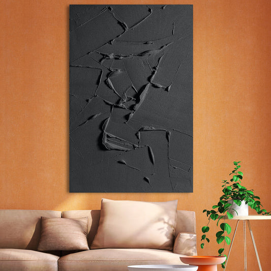 Contemporary Dark Abstract Oil Painting for Modern Home Décor