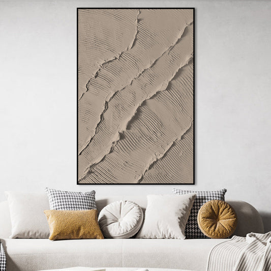 Abstract Beige Ripple Textured Canvas Art for Modern Home Decor