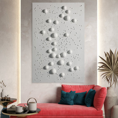 Abstract White Pebble Landscape Oil Painting for Modern Home Decor