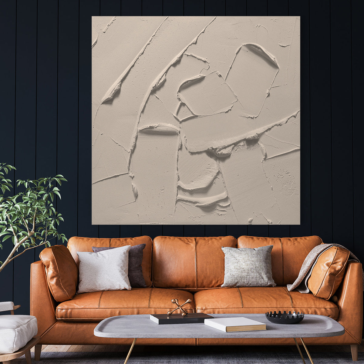 Textured Minimalist Abstract Oil Painting for Modern Home Decor