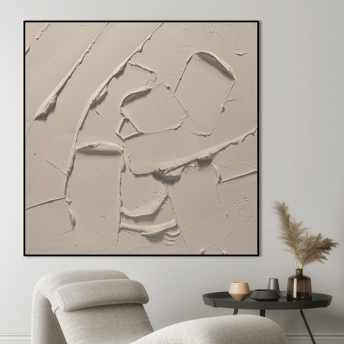 Textured Minimalist Abstract Oil Painting for Modern Home Decor