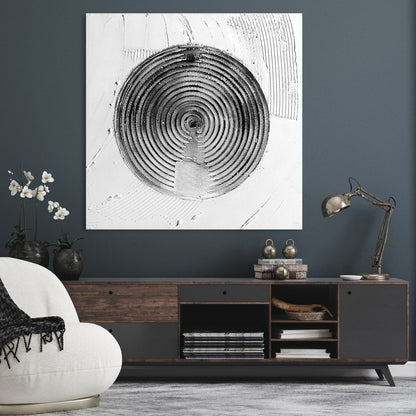 Abstract Zen Circles: Meditative Textured Oil Painting for Tranquil Spaces