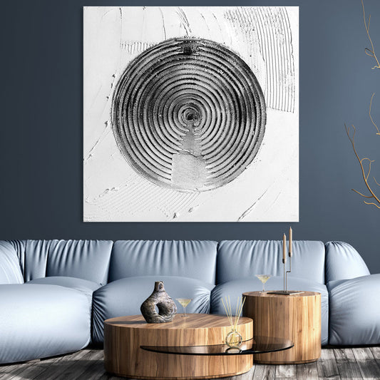 Abstract Zen Circles: Meditative Textured Oil Painting for Tranquil Spaces
