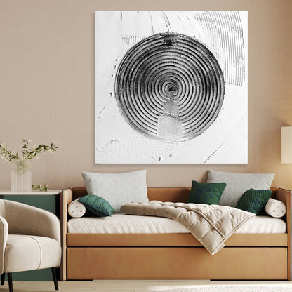 Abstract Zen Circles: Meditative Textured Oil Painting for Tranquil Spaces