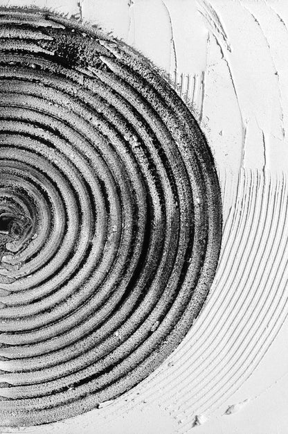 Monochrome Spiral Art: Elegant Black and White Oil Painting for Modern Decor