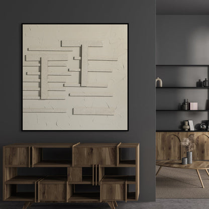 Contemporary Abstract Oil Painting: Tranquil Architectural Harmony