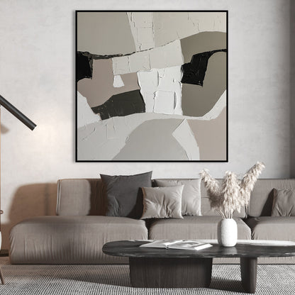 Contemporary Abstract Oil Painting in Neutral Tones for Modern Home Decor