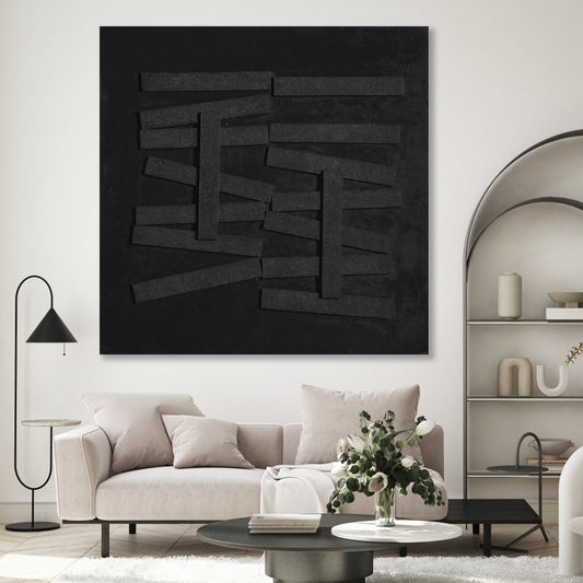 Modern Black Abstract Art - Bold Geometric Textures for Contemporary Décor