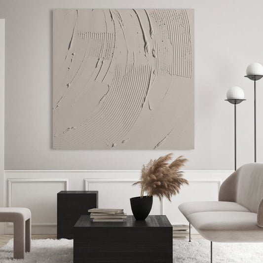 Serene Sandstone Waves: Abstract Oil Painting for Elegant Home Decor