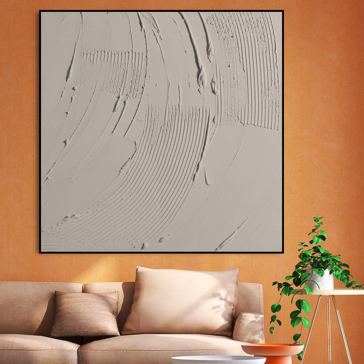 Serene Sandstone Waves: Abstract Oil Painting for Elegant Home Decor
